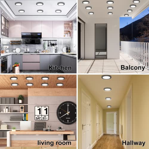 ETL 7 inch Small LED Flush Mount Ceiling Light Dimmable,5000K Daylight Ultra Slim Round Flat Panel Ceiling Light Fixture,Modern Ceiling Lamp for Closet,Kitchen,Bathroom 6 Pack Black - color: Black, size: 7 inch-6 Pack
