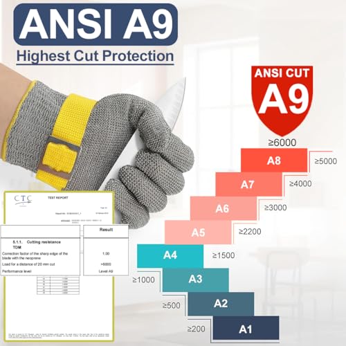 Dowellife ANSI A9 Cut Resistant Glove Food Grade, Stainless Steel Mesh Metal Knife Cutting Glove for Butcher Oyster Shucking Kitchen Mandoline Chef Slicing Fish Fillet(X-Large-12 Pcs) - size: X-Large (Pack of 12)