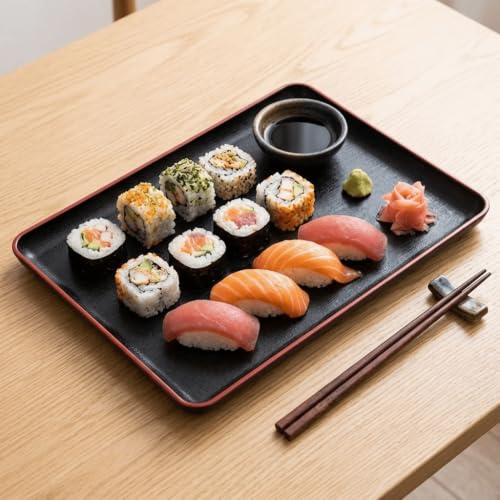 Limen Wood Grain Rectangular Acrylic Serving Tray, Non-Slip Base Rounded Edges Food Carry Platter for Home, Hotel, Restaurant(35 * 25cm/13.8 x 9.8in) - size: 13.8" x 9.8" x 0.8"