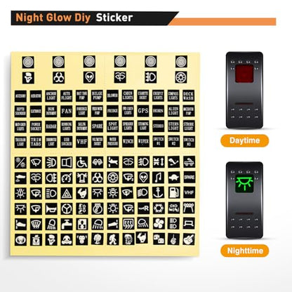 Nilight 5 Gang Rocker Switch Panel SPST On Off 5PIN Electrical Toggle Red - color: Red, size: 5 Gang