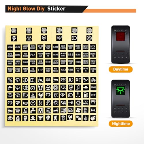 Nilight 8 Gang Rocker Switch Panel SPST On Off 5PIN Electrical Toggle Red - color: Red, size: 8 Gang