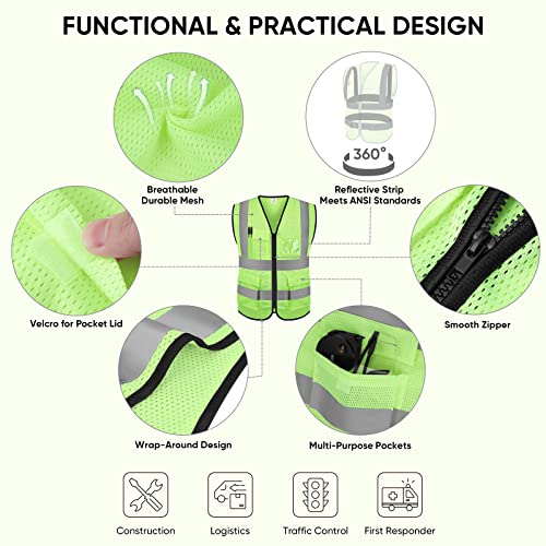 TICONN High Visibility Reflective Safety Vest for Men & Women, ANSI Class 2 - color: Green, size: 4X-Large