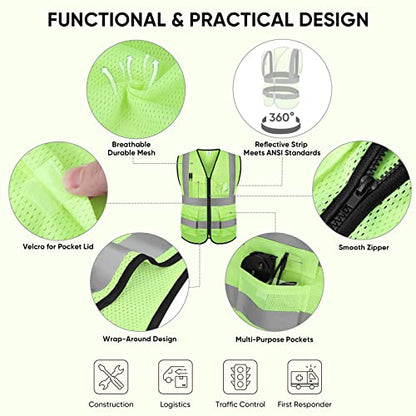 TICONN High Visibility Reflective Safety Vest for Men & Women, ANSI Class 2 - color: Green, size: 4X-Large