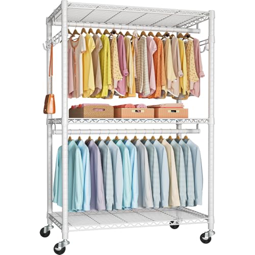 FUTASSI P1 Plus Rolling Clothes Rack, 22mm Diameter Heavy Duty Garment Rack - color: White, size: P1 Plus
