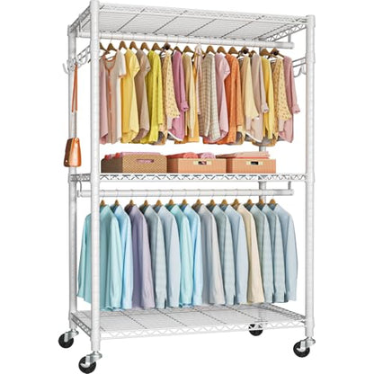 FUTASSI P1 Plus Rolling Clothes Rack, 22mm Diameter Heavy Duty Garment Rack - color: White, size: P1 Plus
