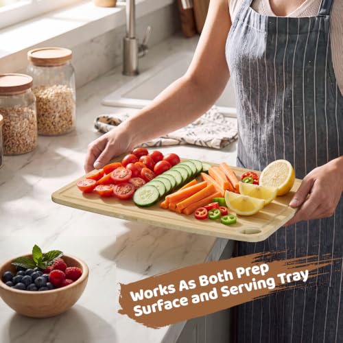 Dishwasher Safe Cutting Board,Bamboo Cutting Board with Juice Groove - color: Natural, size: Large (15.3"L x 11.6"W)