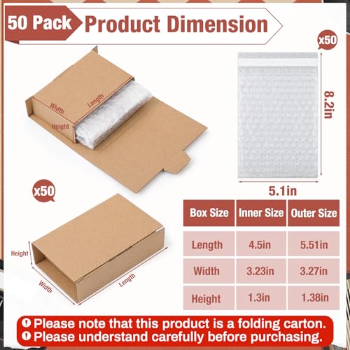 Marspark 50 Pack Small Shipping Boxes 5.51x3.27x1.38 Inches, Brown - color: Brown