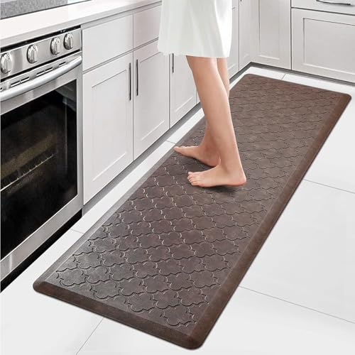 WISELIFE Kitchen Mat Cushioned Anti Fatigue Floor Mat,17.3"x60", Thick Non Slip Waterproof Kitchen Rugs and Mats, Standing Mat for Floor,Home,Office,Desk,Sink, Brown - color: Brown, size: 1'5" x 5' (Rectangular)