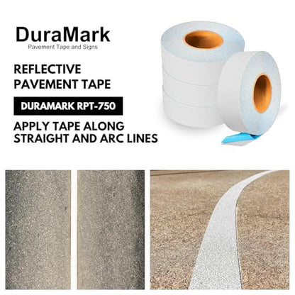 DuraMark RPT-750 Reflective Pavement Marking Tape, White, 2 in x 36 ft - color: White, size: 2 Inch x 36 Ft