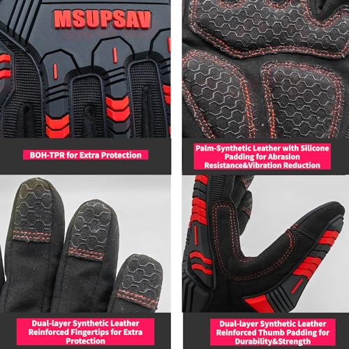 Work Gloves Men,Impact Glove,Safety Gift,Medium,Red+Black - color: Red+black, size: Medium