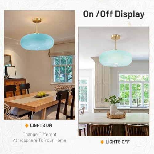 Blue Semi Mount Ceiling Light Fixtures Hallway 15.7″Round Dome Shade - color: 15.7″-Blue