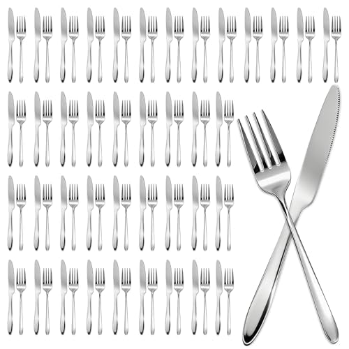 200 Pcs Forks and Knives Bulk Stainless Steel Silverware Set