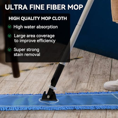 Commercial 48 Inch Dust Mop Head: Replacement Heavy-Duty Sweeper and Janitorial Industrial Dust Mop Head for Floor Cleaning, Office, School, Restaurant, Hospital (3 Pack - Blue) - color: Blue - 48 Inch - 3pack