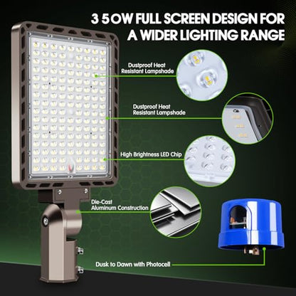 350W Parking Lot Light Slip Fitter Mount Dusk to Dawn Photocell - size: 350W/Slip Fitter/3PC