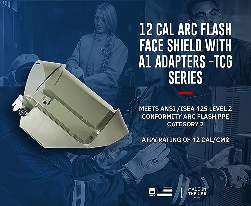 Oberon Arc Flash Face Shield - 12 Cal - Hard Cap and Adapter Options - TCG Series - size: 1 Count (Pack of 1), style: Anti Fog With A1 Adapters