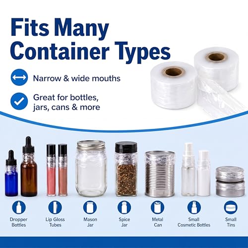 AmazingSpark 3 Rolls Mini Stretch Wrap for Bottles Jars Seals, 2in x 3150ft
