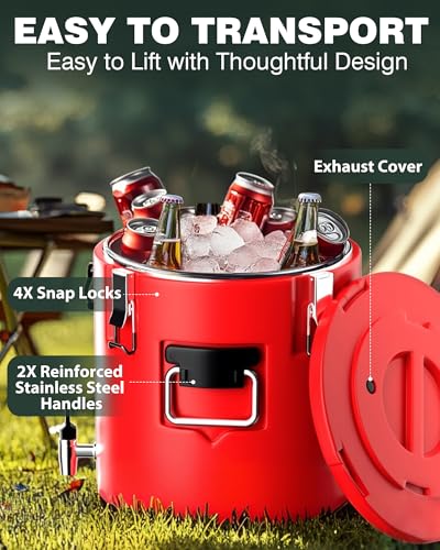 WantJoin Insulated Beverage Dispenser 4 Gallon, Stainless Steel Hot & Cold Drink Dispenser with Spigot Handles, Thermal Drink Container for Juice Tea Milk Catering Restaurant Parties - size: 4 Gallons