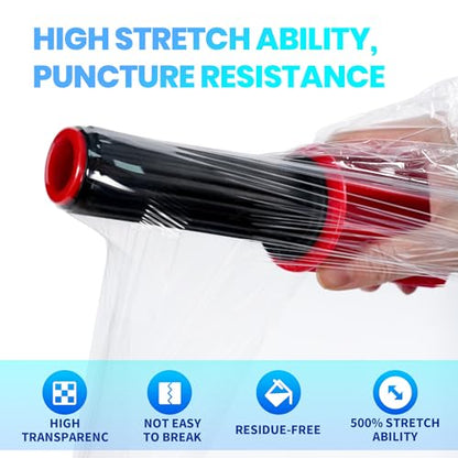 TAPEBEAR Stretch Wrap Film 15" x 760Ft Shrink Wrap Roll Industrial Strength - size: 15" x 760Ft x 4Rolls