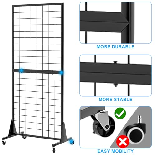 4-Pack Gridwall Panel Display Stand, 2'x5.5' Heavy Duty Floor Standing Rack with Detachable Girdwall, Movable Silent Wheel, Easy to Transport, Ideal for Retail & Craft Fairs - color: 4-Pack