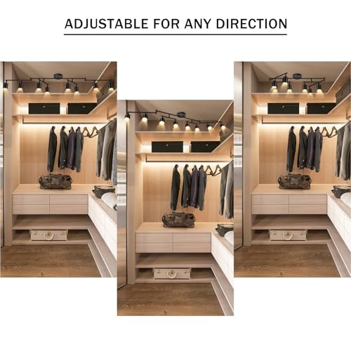 BoostArea LED 8 Light Track Lighting Kit, Black 8 Way Ceiling Spot Lighting, Flexibly Rotatable Light Head for Kitchen, Living Room, Bedroom, GU10 Bulb Not Included - color: 8 Light-Black