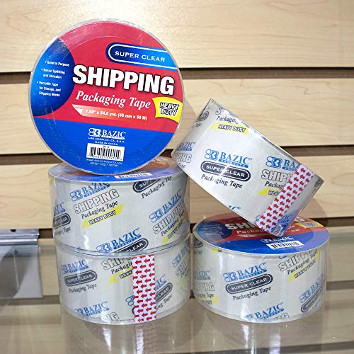 BAZIC PRODUCTS Clear Packaging Tape, 1.88 in x 54.6 yd, 12-Pack - size: 12-Pack