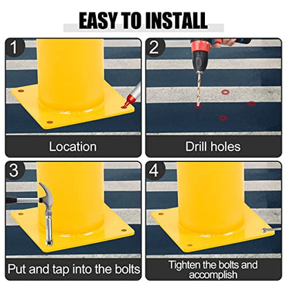 Safety Bollard,36 Inch Height Yellow Steel Bollard Post - size: 36x4.5