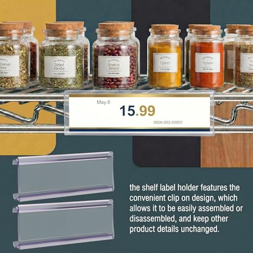 Kathfly 100 Pcs Wire Shelf Label Holders with 100 Pcs Label Paper Inserts