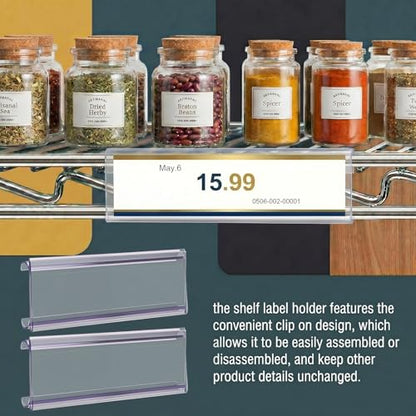 Kathfly 100 Pcs Wire Shelf Label Holders with 100 Pcs Label Paper Inserts