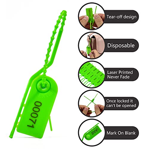 200 Anti-Tamper Fire Extinguisher Tags Plastic Security Seal Tags Break Tags Numbered Pull Tite Signage Inspection Tags Secure Tamper Proof Zip Ties for First Aid Kits, Clothes, Bags (Green) - color: Green, size: 200