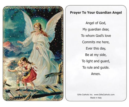 Lot of 10- Guardian Angel Prayer Card 3 3/8 in X 2 3/16 in Made in Italy