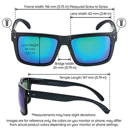 X Power ANSI Z87+ Extra Large Weekenders Impact Resistant Safety Sunglasses - color: 010 Black & Carbon Fiber Frame / Green Mirror Lens, size: X-Large
