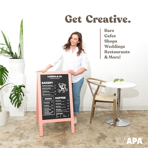 Ilyapa A Frame Chalk Board Easel Sign 40x20 in - Sandwich Signs Outdoor - color: Pink