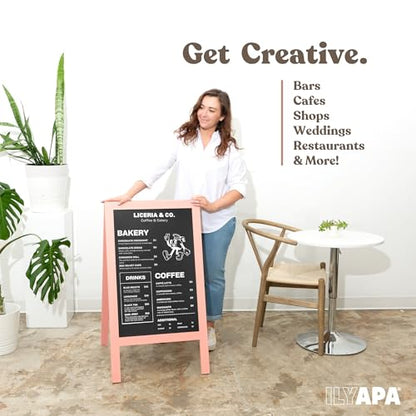 Ilyapa A Frame Chalk Board Easel Sign 40x20 in - Sandwich Signs Outdoor - color: Pink