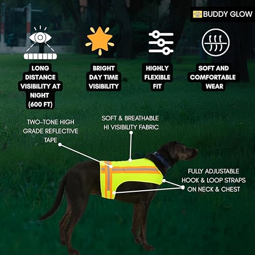 Reflective Dog Vest. High Visibility Yellow Safety Vest for Outdoors. Safeguard Your Dog with Easy to wear Adjustable and Breathable Reflective Gear (Large) - size: Large