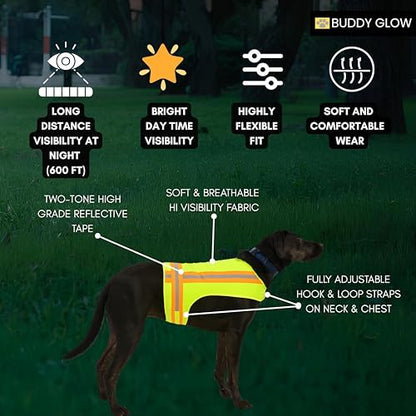 Reflective Dog Vest. High Visibility Yellow Safety Vest for Outdoors. Safeguard Your Dog with Easy to wear Adjustable and Breathable Reflective Gear (Large) - size: Large