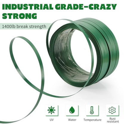 Heavy Duty Packaging Strapping Banding Roll - Green Polyester PET Industrial-Grade, 850' x 5/8" x 0.035" Pallet Strap Coil - 1400 lbs Break Strength Packaging Strapping Banding for Packing - color: Green, size: S, style: Strapping Banding Roll