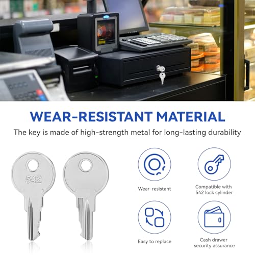 Cash Drawer Key VPK-8K-542, Cash Register Key Replacement for APG’s Vasario Series Cash Drawers 542 Code Locks, 2 Pack
