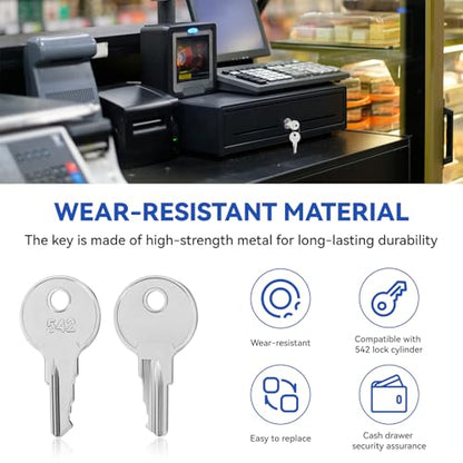 Cash Drawer Key VPK-8K-542, Cash Register Key Replacement for APG’s Vasario Series Cash Drawers 542 Code Locks, 2 Pack