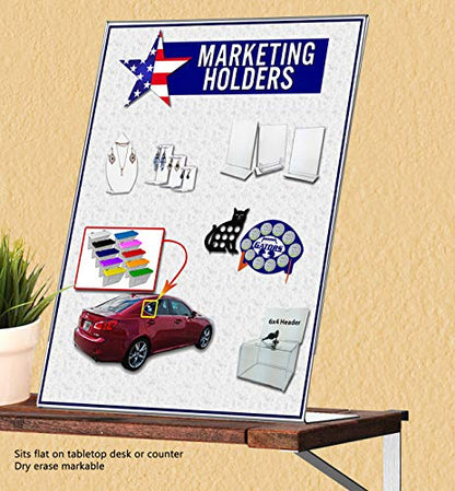 Marketing Holders 2 Pack 11" x 14" Table Tent Sign Holder Side Load Slant Back Clear Acrylic Printed Materials Advertising Drink Specials Display Restaurants Expos Trade Shows Hotel Lobbies - size: 11"w x 14"h