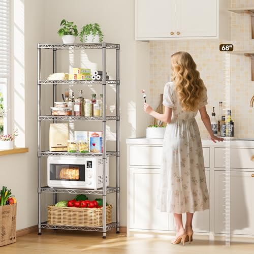 Golpart 6Tier Adjustable Storage Shelves Metal Wire Shelving Standing Shelf - color: Grey, size: 6-tier-12"Dx22"Wx69"H