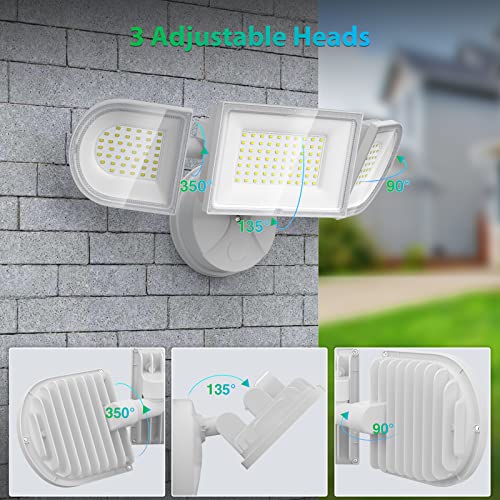 iMaihom 180W LED Security Light, 18000LM Flood Light Outdoor, Wired, Switch Controlled, IP65 Waterproof Exterior Floodlight, 6500K Daylight White, 3 Adjustable Heads for Garage, Yard, Entryway (White) - color: White