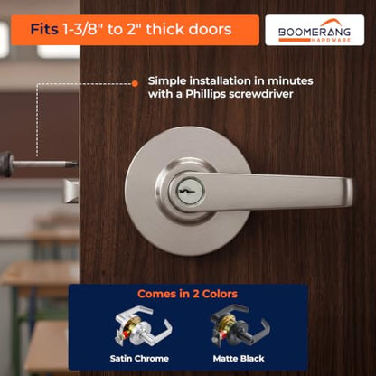 Boomerang Heavy-Duty Classroom Function Commercial Lever Door Lock - color: Satin Chrome (US26D), style: Classroom