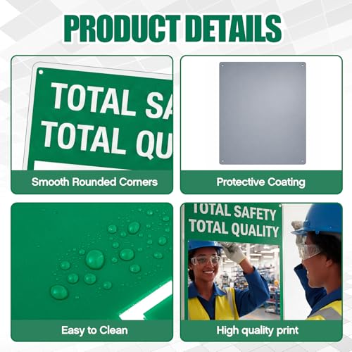 Safety Mirror Sign for Workplace " Total Safety Total Quality" Industrial Workplace Message Sign with Acrylic Mirror, Wall Mounted 16" x 19"