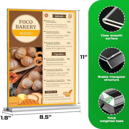 newnewshow Acrylic Sign Holder 8.5x11 Inch 6 Pack Vertical T Shape Double-Sided Desktop Display Holder - size: 6 Pack 8.5x11