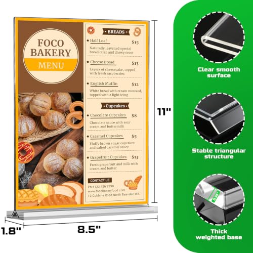newnewshow Acrylic Sign Holder 8.5x11 Inch 6 Pack Vertical T Shape Double-Sided Desktop Display Holder - size: 6 Pack 8.5x11