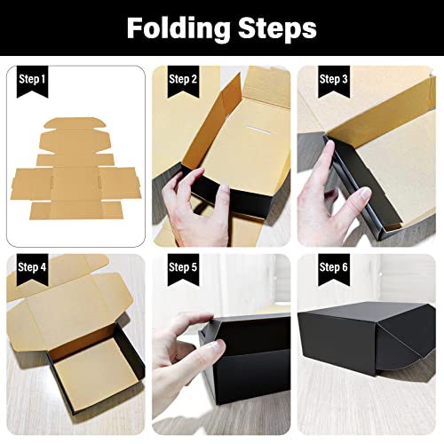 BoShahai 30 Pack 8x6x3 inch Black Shipping Boxes, Corrugated Cardboard - size: Black 8*6*3 Inch