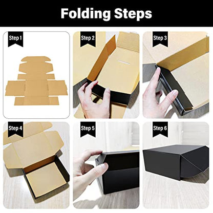 BoShahai 30 Pack 8x6x3 inch Black Shipping Boxes, Corrugated Cardboard - size: Black 8*6*3 Inch