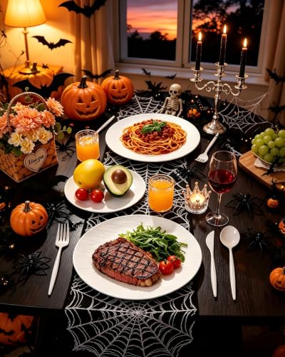 32pcs White Hard Plastic Plates Reusable Dinnerware Dish Set - color: White