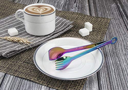 MSY BIGSUNNY Multicolor Small Serving Tongs - 6 Inches Premium Stainless Steel Appetizer Tongs, Set of 4 - color: Rainbow, size: 6 inch
