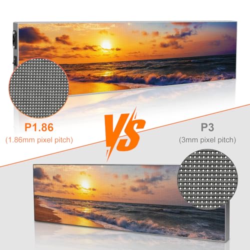 P1.86 Programmable LED Sign for Business, 25.2'' x 6.3'', App Control - size: 25.2" x 6.3" / 640mm